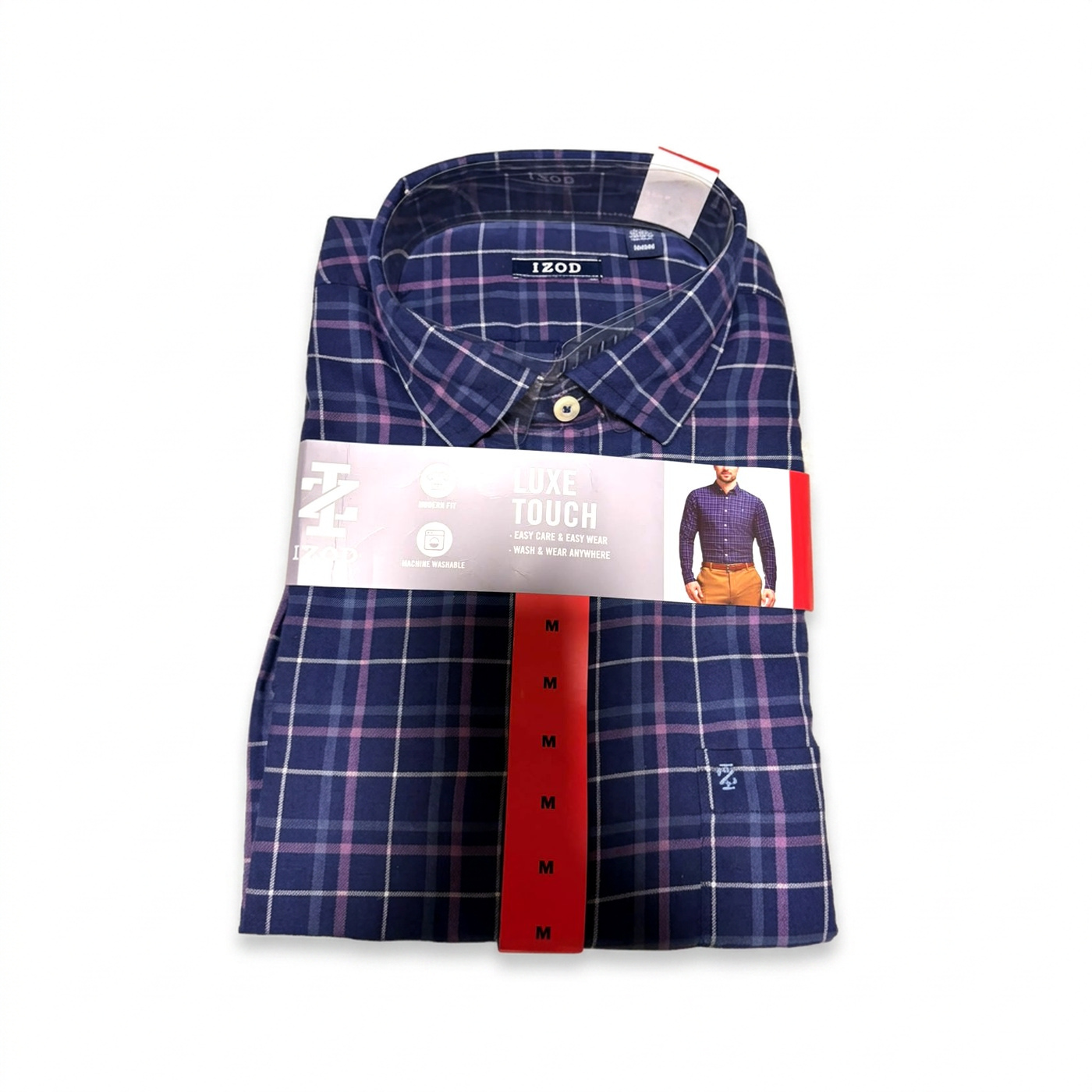 Camisa IZOD Luxe Touch Azul Marino a Cuadros