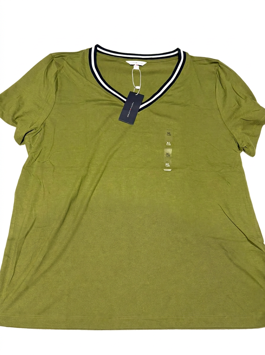 Polo Tommy Hilfiger Verde Olivo Cuello V