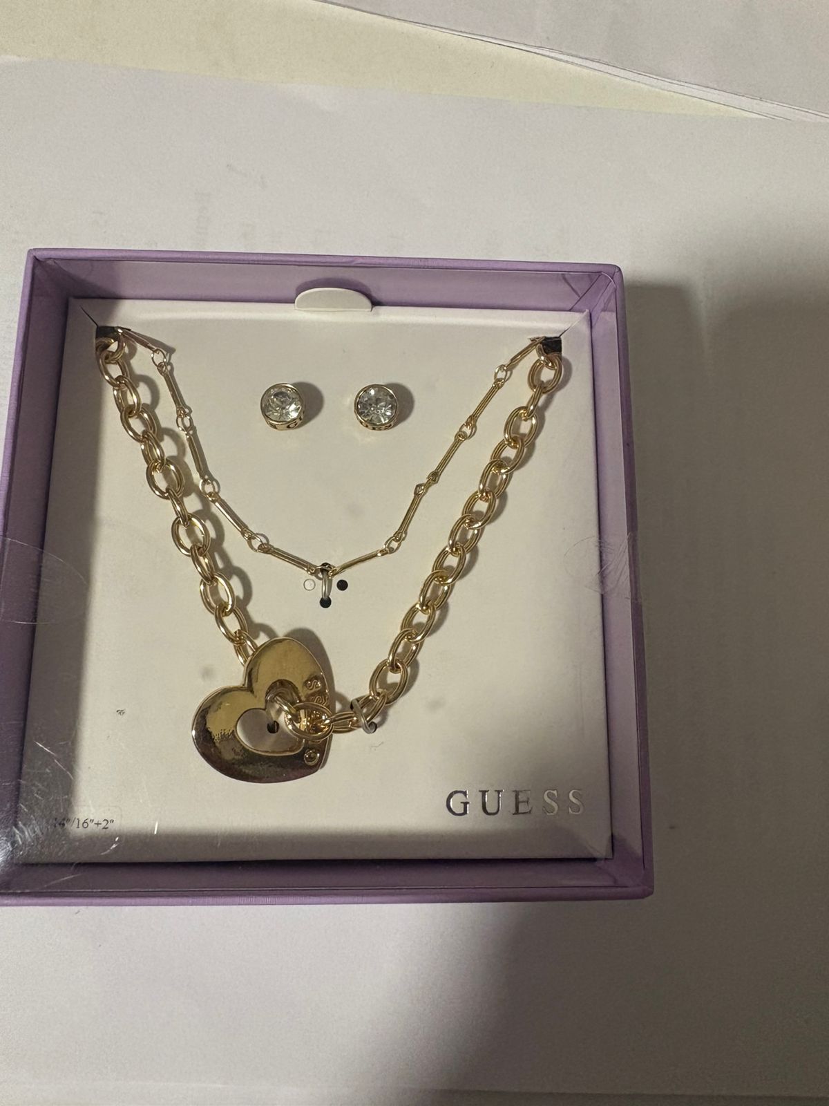 Guess Set Collar Doble Corazón