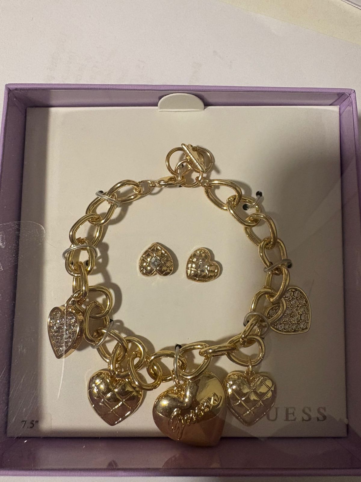 Guess Pulsera Charms Corazones
