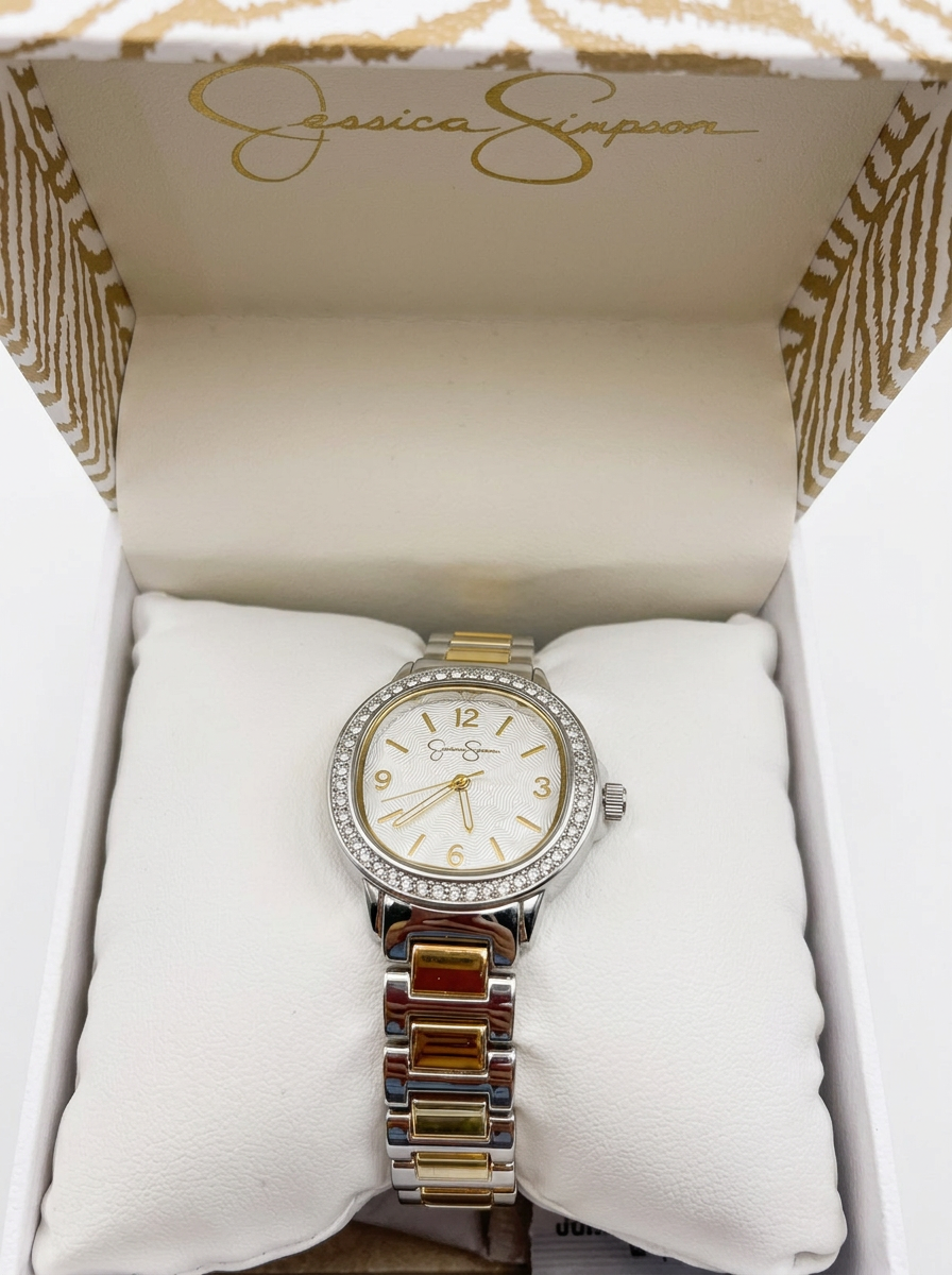 Jessica Simpson Reloj Bicolor Bisel de Cristales