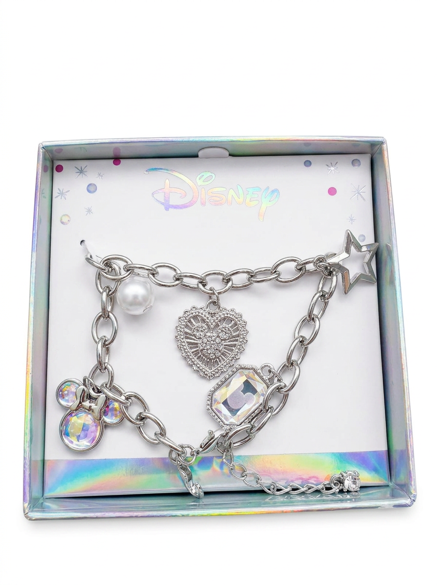 Disney Pulsera Charms Plateada Mickey