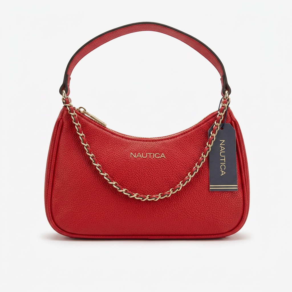 Nautica Shoulder Bag Rojo Cadena Dorada