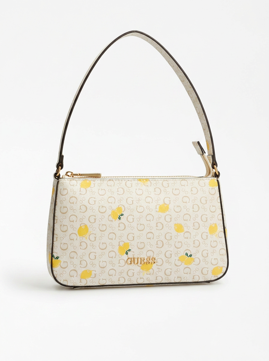 Guess Baguette Monogram Crema Estampado Limones