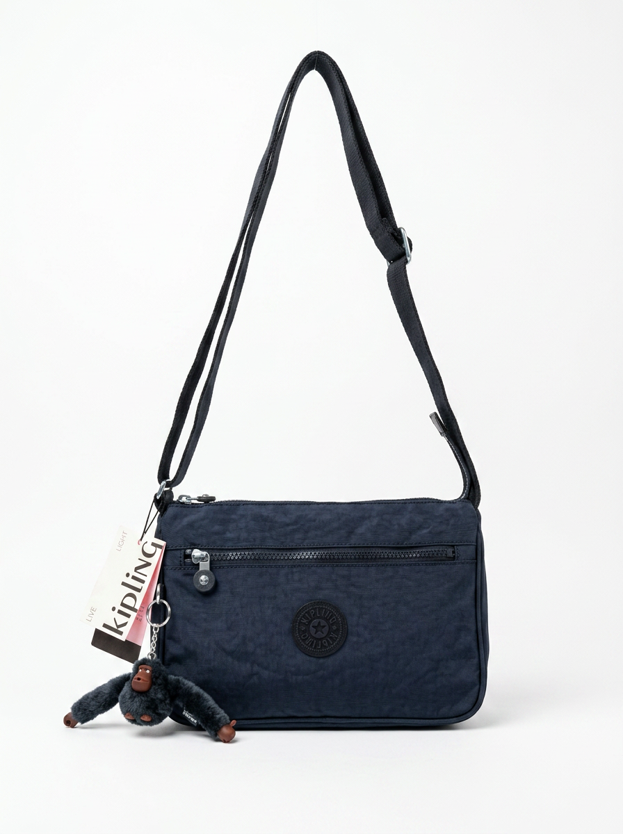 Kipling Crossbody Navy Nylon con Llavero Monkey