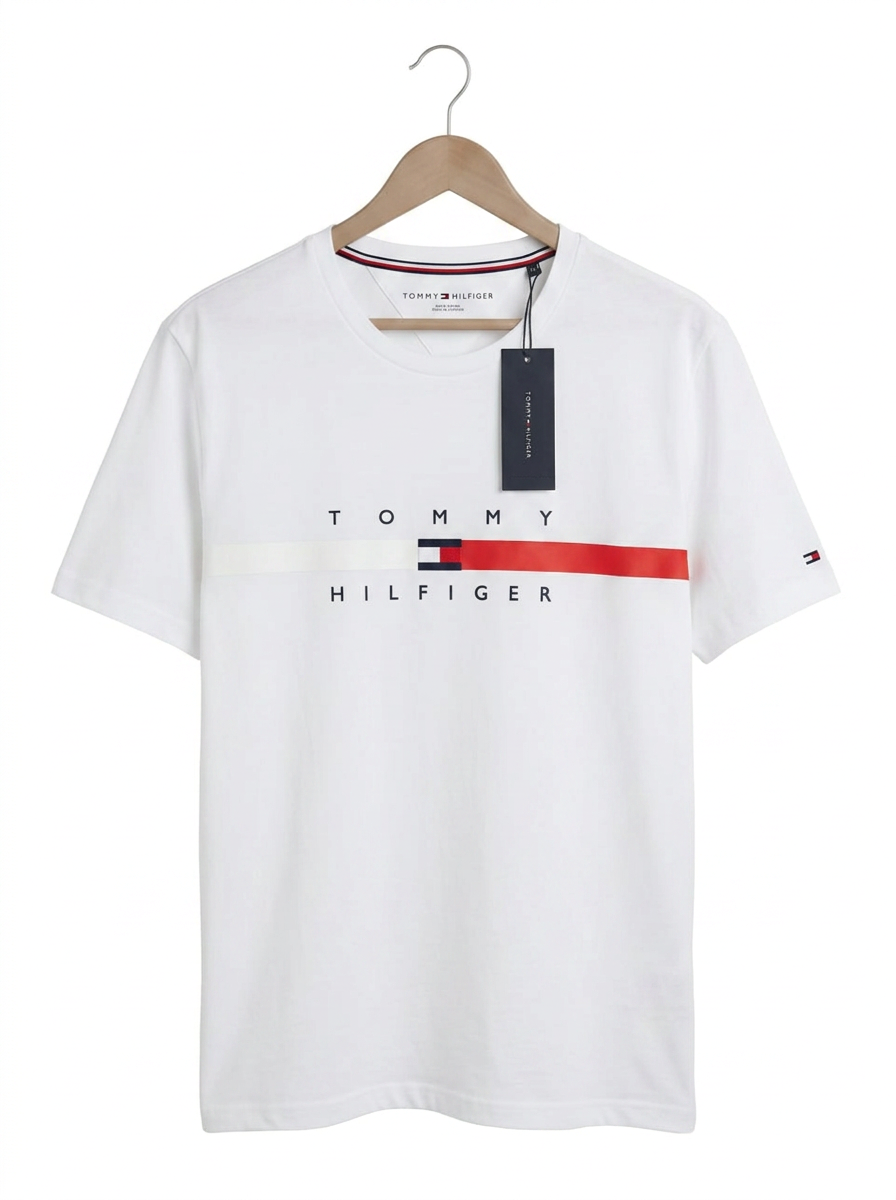 Tommy Hilfiger Polo Blanco Logo Signature Stripe