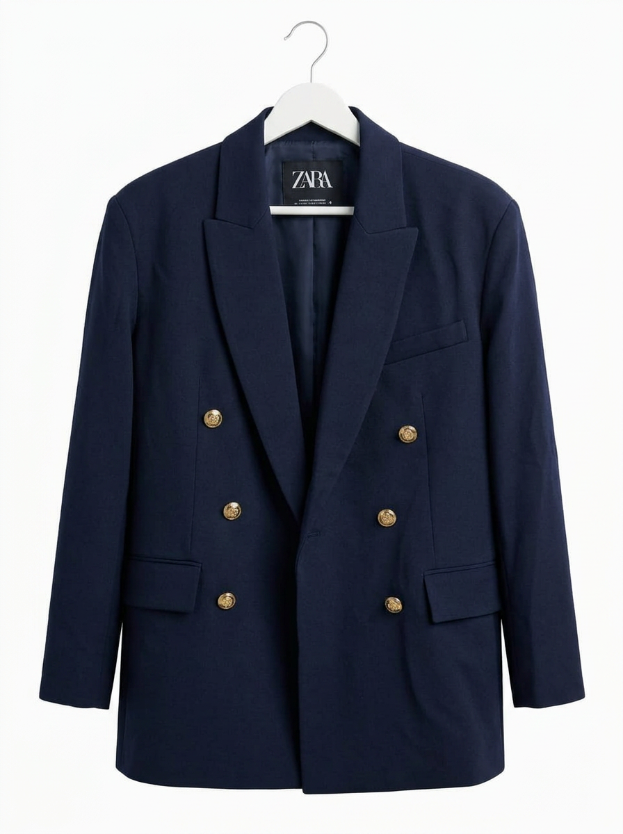 Zara Blazer Navy Doble Botonadura Dorada