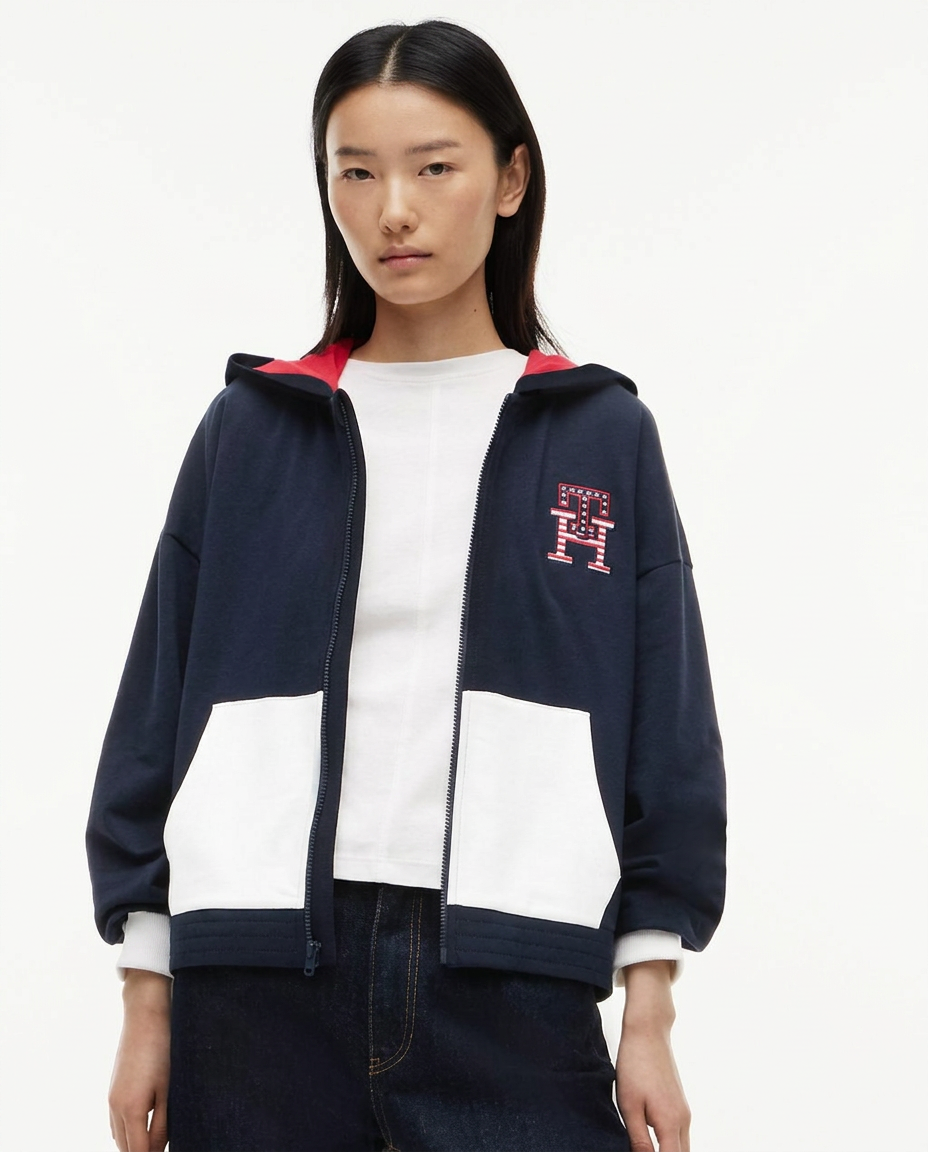 Tommy Hilfiger Casaca con Capucha Colorblock Navy
