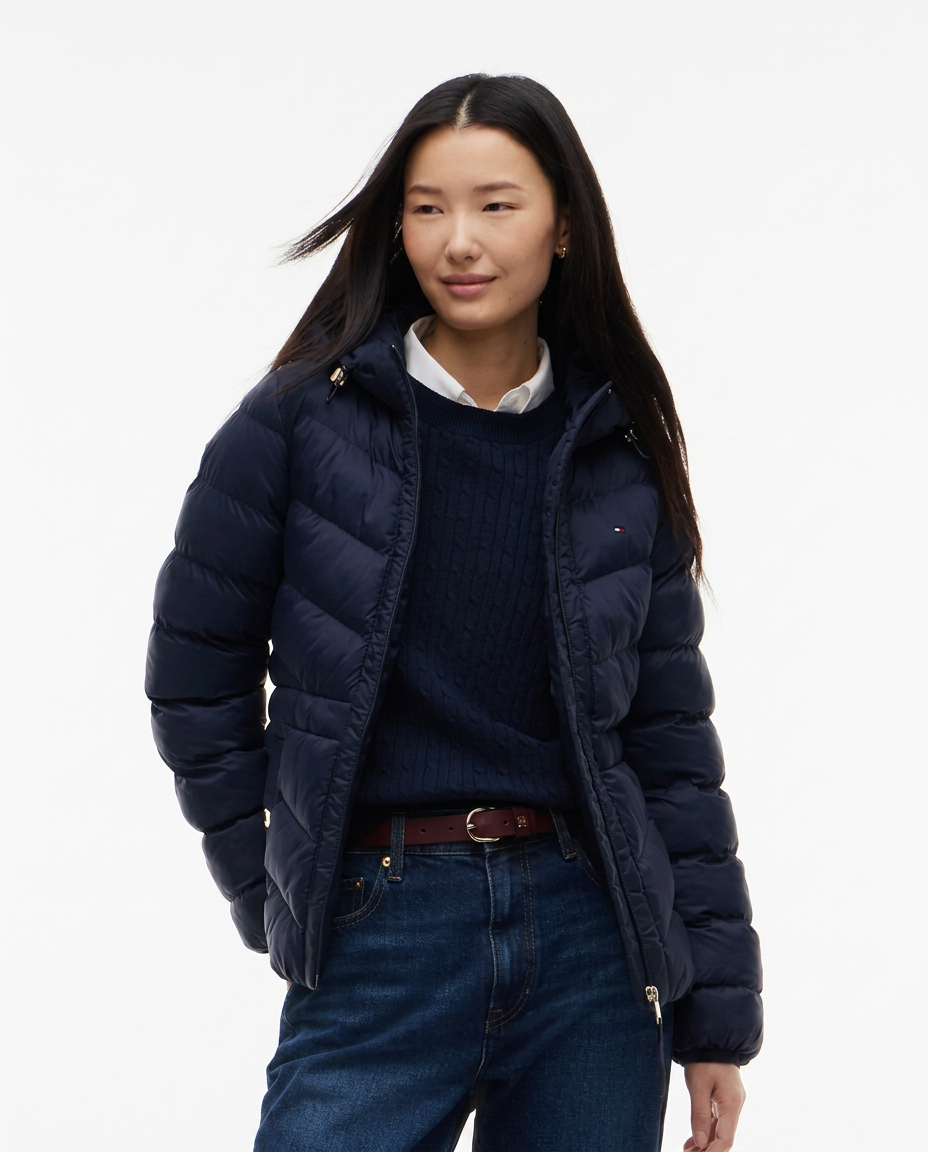 Tommy Hilfiger Casaca Puffer Navy con Capucha