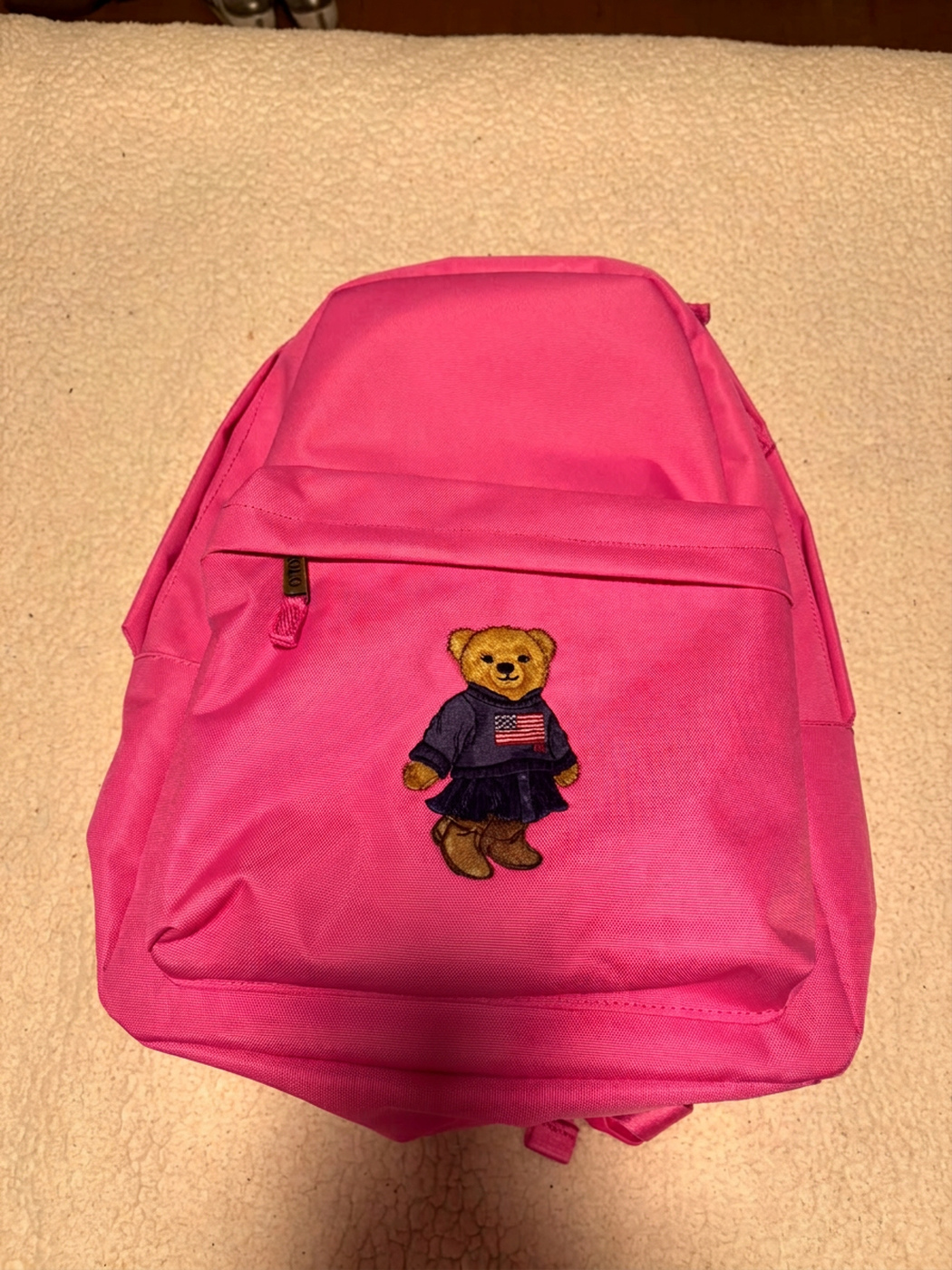 Mochila Rosada con Osito Bordado