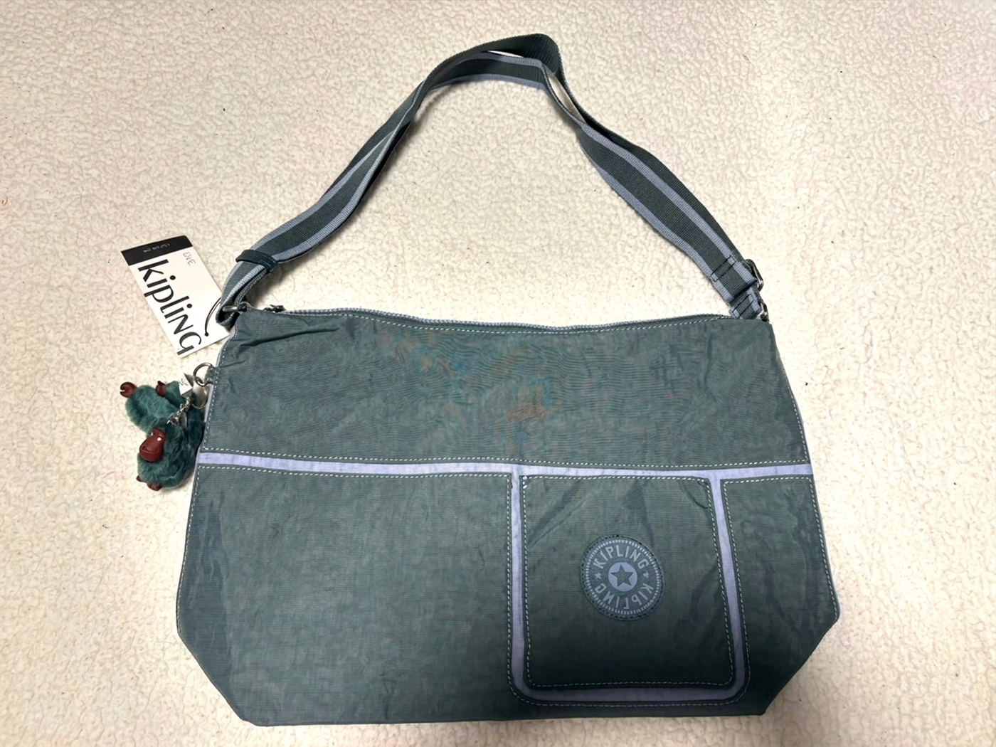 Bolso Kipling Verde Grisáceo