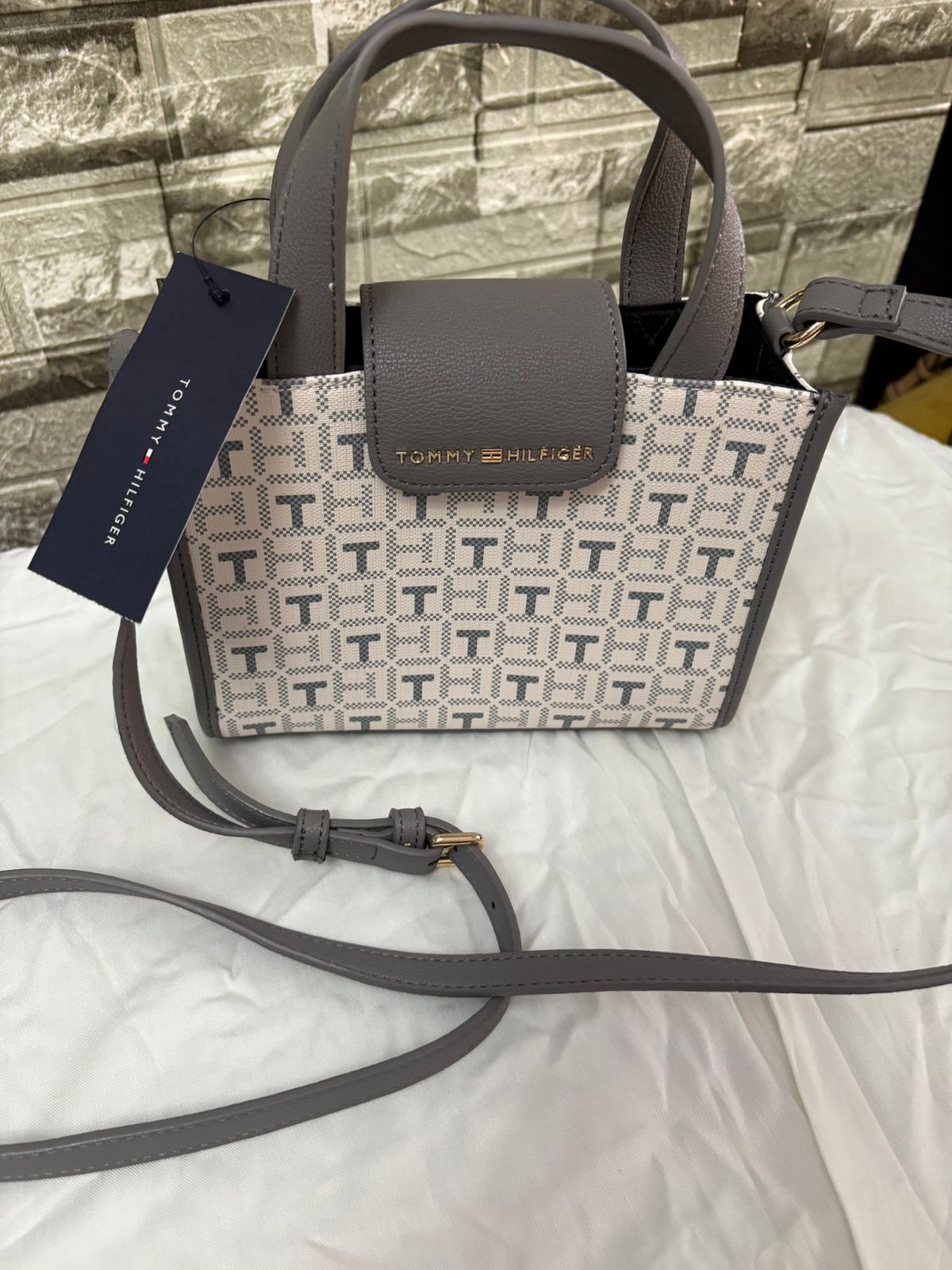 Tommy Hilfiger TH Monogram Mini Tote Grey