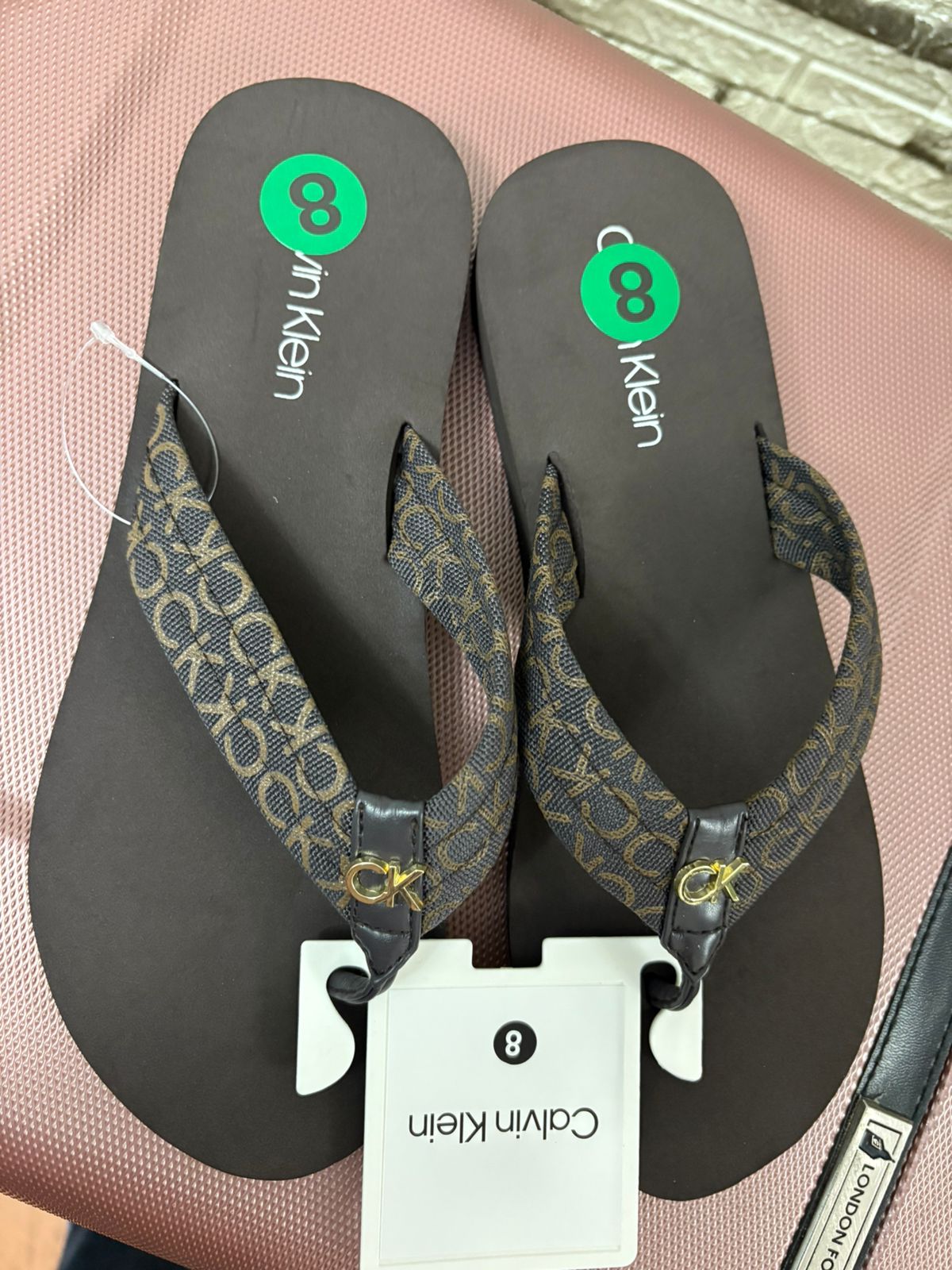 Calvin Klein Flip Flop CK Monogram Brown
