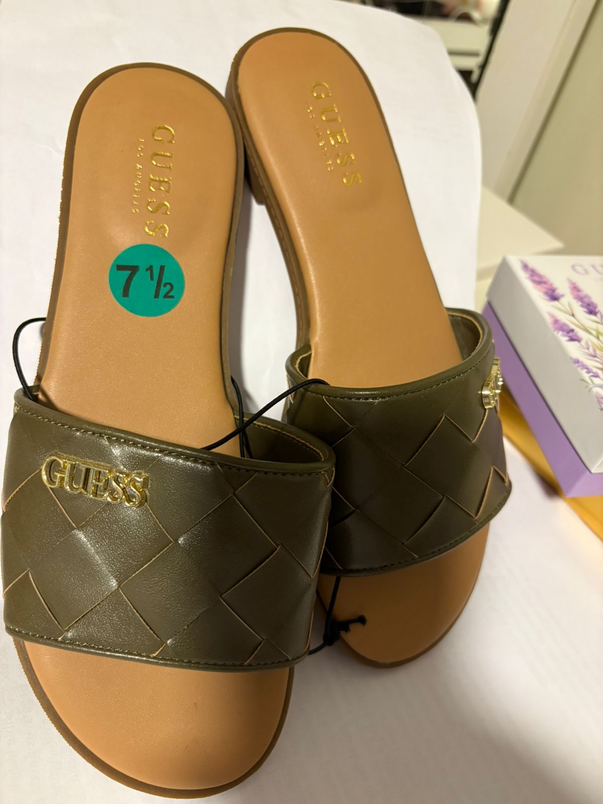 Guess Los Angeles Woven Slide Olive