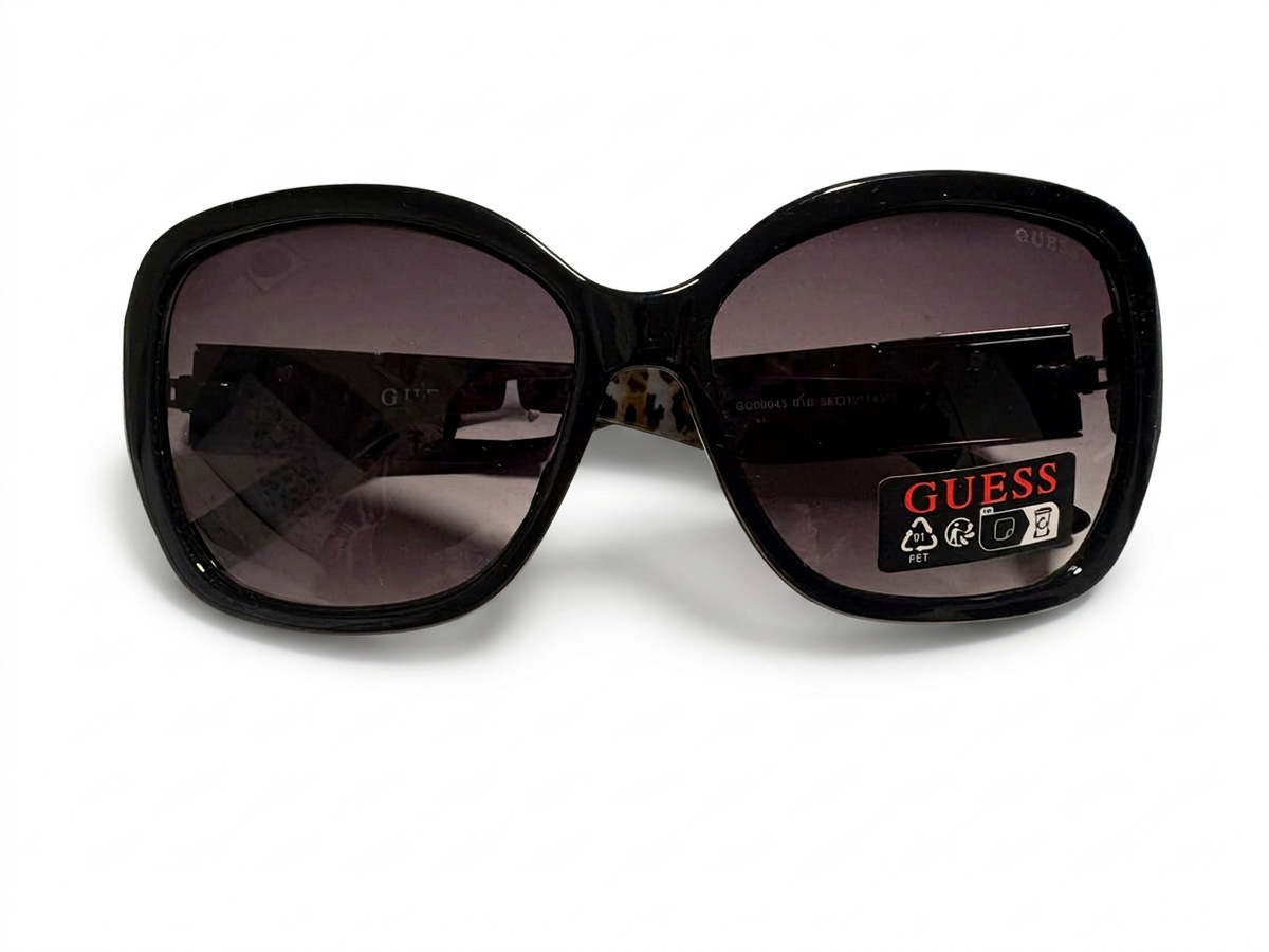 Guess Oversized Negro Placas Plateadas