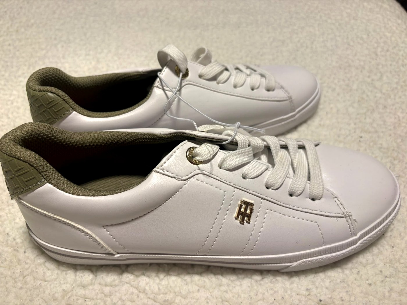 Zapatillas Tommy Hilfiger Blancas Talón Verde Olivo